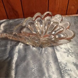 Murano Italy Art Glass Sea shell heavyweight clear crystal signed